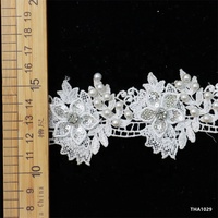 Nouveau Lancement : Bande de dentelle guipure brodée à motifs floraux ronds, double texture, pour accessoires de haute couture