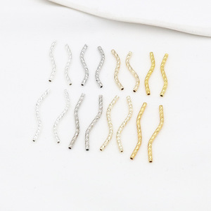 Tube courbé en forme de S en cuivre pur plaqué or véritable 14K/18K, pour connexion de bracelet, DIY, couleur inaltérable - Product Image 4