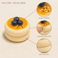 Jouet Squishy Soufflé Pancake en TPR à Remontée Lente, Balle Anti-Stress à Presser, Fidget Moelleux en Forme de Dessert pour Adultes et Adolescents, Cadeau