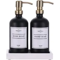 5pcs/set Polyresin Soap Dispenser & Gargle Cup & Soap Dish, Minimalist Black  Lotion Dispenser Set For Bathroom