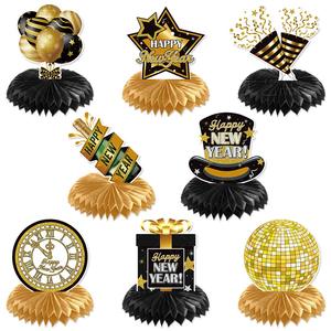 Ychon <span class=keywords><strong>bonne</strong></span> année décorations centres <span class=keywords><strong>de</strong></span> <span class=keywords><strong>table</strong></span> en nid d'abeille 2025 nouvel an fête pom boule papier décor - Product Image 6