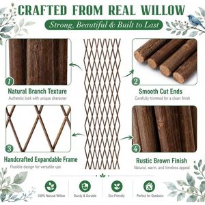 Panneau de treillis de jardin en rotin tressé marron, motif losange, support pour plantes grimpantes, pour clôture extérieure et patio, entrepôt USA - Product Image 3