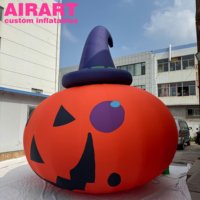 Calabaza Inflable con Sombrero de Bruja, Calabaza Inflable de Halloween con Cara de Payaso Impresa, Gran Decoración Inflable de Halloween para Centros Comerciales