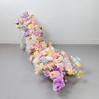 Chemin de table floral en cascade de roses artificielles en soie, style forêt, pour mariage, événements extérieurs, allée de table, hôtel, fête
