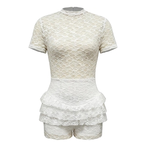 Moda Estate 2026: <span class=keywords><strong>Tuta</strong></span> e Pagliaccetto da Donna <span class=keywords><strong>in</strong></span> <span class=keywords><strong>Pizzo</strong></span> Sexy Unico di Alta Qualità con Maniche Corte - Collezione Boutique - Product Image 3