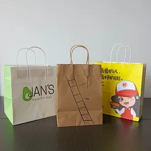 Sacs à provisions en papier kraft avec impression personnalisée en gros emballage avec poignée sacs en papier de matériaux recyclés avec votre propre logo