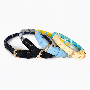 Newest Woven Reflective Nylon <strong>Leather</strong> <strong>Dog</strong> Cat Pet <strong>Collar</strong> - Product Image 2
