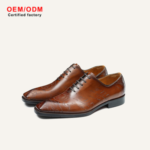 OEM Custom Designer Fashion Footwear Luxury Party Wedding Lace-up Comfort Solid Square Toe Laser Oxford Cowhide Autumn <b>Shoes</b> - Product Image 1
