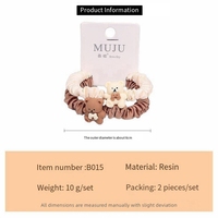 Chouchous en Satin Mode Coréenne, Attaches à Cheveux Tête d'Ours, Ensemble de 2 Pièces pour Enfants, Accessoires Élégants pour Filles