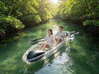 Kayak double en polycarbonate hautement transparent, canoë cristallin pour les divertissements en zone touristique et sur la plage
