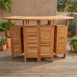Mesa de Bar Moderna de Madera de Teca Maciza - Muebles de Jardín Resistentes para Patio de Villa y Uso Hospitalario - Product Image 2