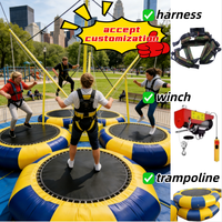 Trampoline à bungee commercial mobile de 5 m de hauteur avec remorque et structures gonflables en PVC épais pour adultes