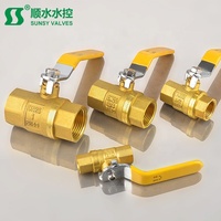 Válvula Yuhuan Sunsy, precio de fábrica, válvula de bola de latón con rosca Npt PN40 600 WOG, palanca larga de estilo largo, puerto completo de 1/4 "-4"