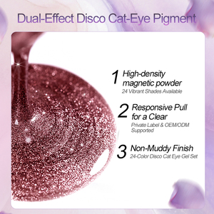 Juego de Esmaltes de Uñas de Gel Ojo de Gato, 24 Colores, Efecto Disco, Magnético, Súper Brillante y Reflectante, en Caja - Product Image 4