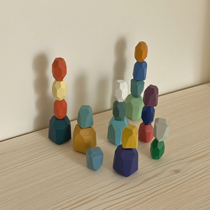 Brinquedos Sensoriais Montessori de Empilhar Aprovados pela CE Quebra-Cabeça de Pedras de Madeira para Crianças Blocos de Construção Educacionais Coloridos para Pré-escolares - Product Image 5