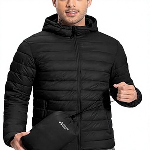 <b>Men's</b> Lightweight Packable Down Coat Waterproof Winter Hooded Jacket with 100% Down Filling Casual Storage <b>Pouch</b> - Product Image 1