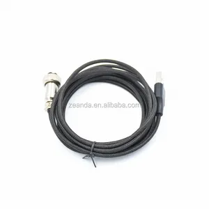 Customized GX12 power cable nylon braided USB 2.0 AM to 5 pin aviation plug connector cable