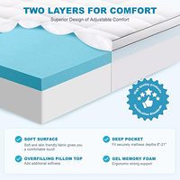 Memory-Schaum-Matratzenauflage, Kühlende Gel-Memory-Schaum und 2 Zoll Pillow-Top Matratzenschoner für Rückenschmerzen, Mittlere Stütze