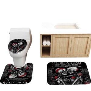Rideau de Douche en Polyester Imprimé Numérique Motif Roses et Crânes Noirs, Imperméable, Personnalisable, Vente en Gros, Moderne - Product Image 5