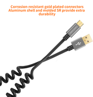Câble Micro USB rétractable CableCreation, cordon de charge tressé en TPE, doré pour Android, Kindle, manette PS4