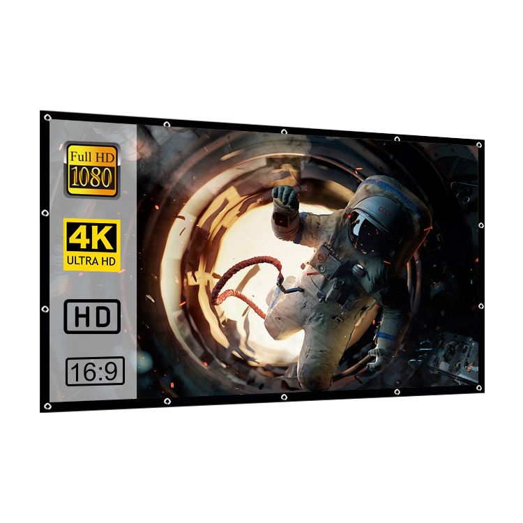 Indasina Folding Portable Natural Polyester Fabric Thicken Soft Screen 100 120 150 Inch 16:9 Outdoor Indoor Hd Projector Screens