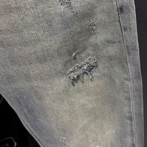 <span class=keywords><strong>Jeans</strong></span> strappati Vintage di fascia alta da <span class=keywords><strong>uomo</strong></span> pantaloni Harem elasticizzati larghi a forma di cono stile nuovo alla moda per l'estate - Product Image 5