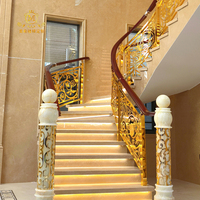 Colonne d'escalier moderne en aluminium et bois, design personnalisé, décoration de luxe pour villa et hôtel étoilé, marque MEIXI, garantie 1 an