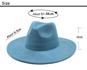 인기 판매 폴리에스터 비건 스웨이드 페도라 모자, 패션 남녀공용 행사용 와이드 브림 스웨이드 페도라 - Product Image 4