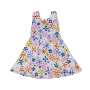 เดรสกีฬาสำหรับเด็กผู้หญิงวัยหัดเดินพิมพ์ลายดอกไม้แขนกุดมีความยืดหยุ่นสำหรับฤดูร้อน - Product Image 1