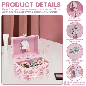 Caja Musical de Joyería de 5 Pulgadas con Manivela, Diseño Ecológico de Papel, Caja Musical Infantil para Guardar Joyas y Collares, Regalo para Niños - Product Image 5