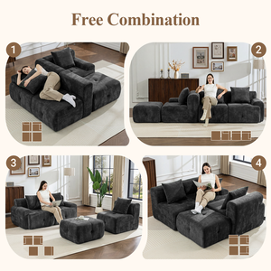 UK Warehouse Meroow MS1 High Back L-Shape <b>Sofa</b> with Tufted Design Anti-slip Base Modular Couch Fast Shipping - Product Image 2