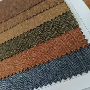 16% Wolle 78% Polyester 3% Elasthan 430g/<span class=keywords><strong>m</strong></span> 1cm Fischgrätmuster Flanell Ganzjahres-Leichtgewicht Anzugstoff aus Wolle - Product Image 5