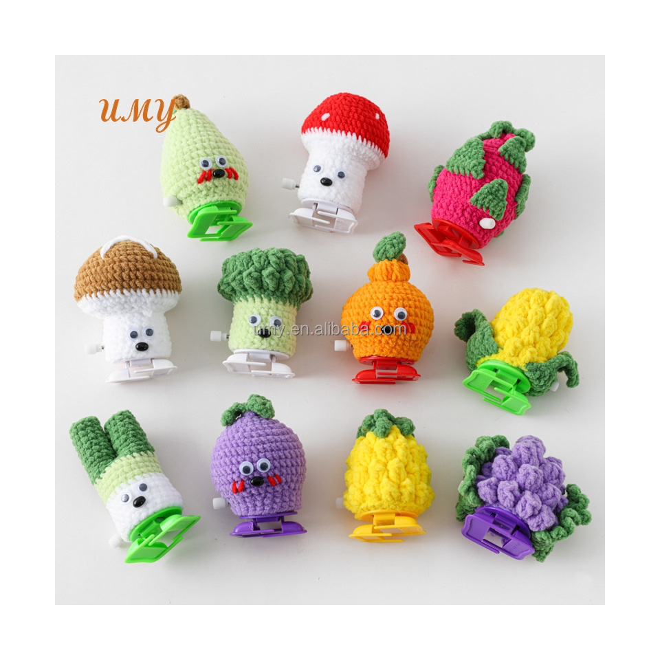 Knit Handcraft Gift Handmade Amigurumi Velvet Yarn Crochet Art Doll Vegetable Plush Wind up Walking Toy