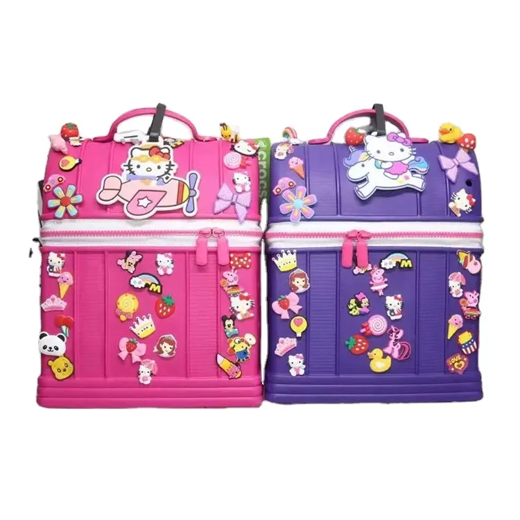 2023 New Cute School Bag Cartoon Designer Silicone Pink Children's Backpack with Zipper