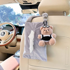 Scatola Portafazzoletti in Peluche a Forma di Auto Cartone Animato, Scatola Portafazzoletti Creativa a Forma di Orso da Appendere in Auto, Giocattoli in Peluche Personalizzati per la Casa, Borsa Appendibile a Doppio Uso - Product Image 3