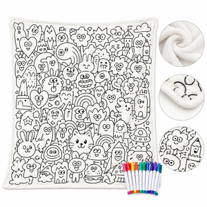 <span class=keywords><strong>Manta</strong></span> Lavable para Colorear con Diseño Personalizado, Regalo de Dibujo y Pintura, <span class=keywords><strong>Manta</strong></span> para Colorear DIY con Marcadores, Venta al Por Mayor de Fábrica - Product Image 2