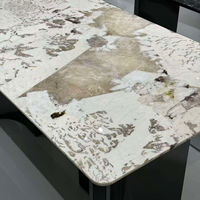 Table à manger en marbre naturel moderne de luxe, taille personnalisée, durable, écologique, mobilier de salle à manger haut de gamme pour villa, hôtel