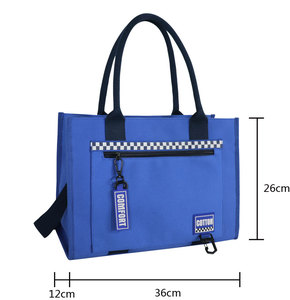 กระเป๋าโท้ทไนลอนสีน้ำเงิน 600D พร้อมซิปแบบตารางหมากรุกและป้าย Comfort Tag - Product Image 3
