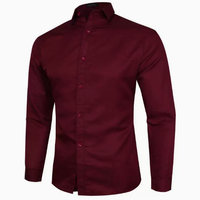 Kemeja Pria Slim Fit Anti Kusut Lengan Panjang untuk Acara Formal Bisnis Warna Solid Ukuran S-5XL untuk Musim Gugur