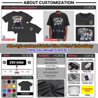 Kaos Pria Ukuran Besar Vintage O-Neck Lengan Pendek Longgar 230g Katun Murni Benang Ganda Antibakteri Bernapas Polos