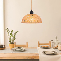 Plafonnier LED bohème en fer et rotin tressé à la main, style vintage pastoral campagnard créatif pour bureau et salle à manger