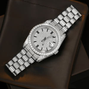 Montre <span class=keywords><strong>Elite</strong></span> 2023 avec lunette en or 18 carats sertie de diamants, nouveau style hip-hop, strass glacés, quartz, acier inoxydable, design romain - Product Image 3