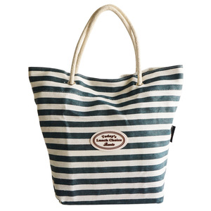 Sac à bento de style japonais, sac fourre-tout en coton et lin, boîte à lunch portable, sac de rangement pour étudiants, rayé rouge, bleu, vert - Product Image 5