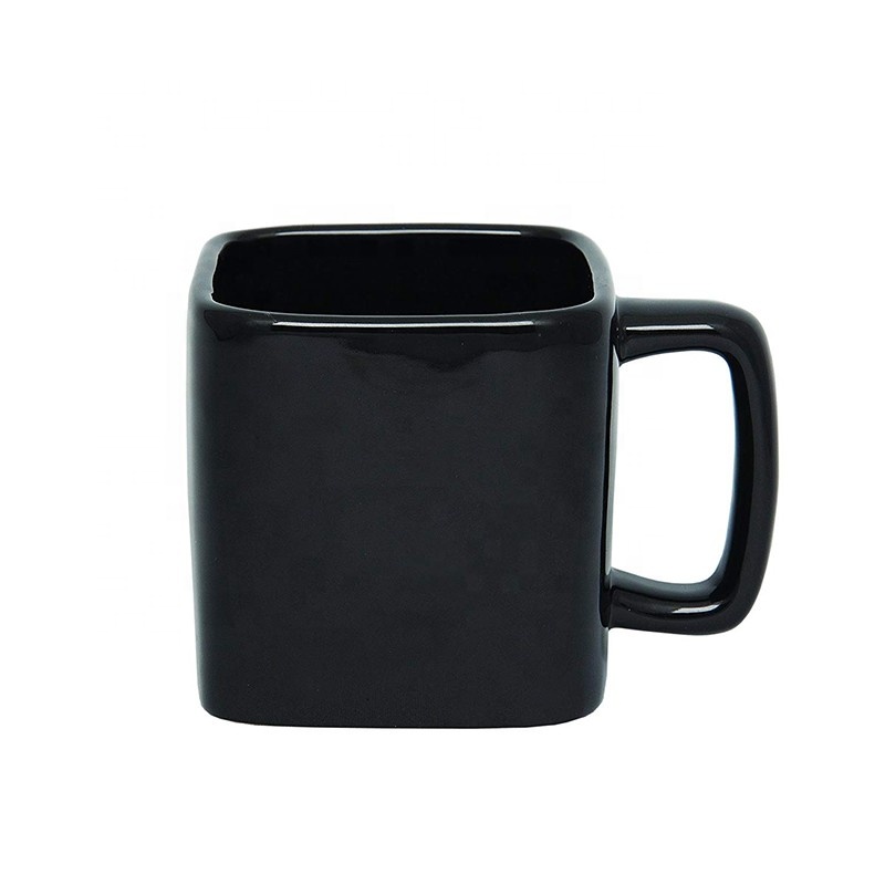 Black Ceramic Glossy Porcelain Square Coffee Mugs - 8 oz, Minimalist Design  for Home, Hotels & Giveaways - MOQ 1000 pcs