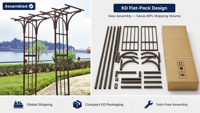 Arche de jardin florale en fer, durable, imperméable, avec panneaux latéraux décoratifs, support pour plantes grimpantes, pour allée d'entrée