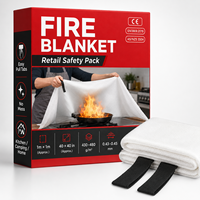 Couverture anti-feu en fibre de verre 1x1m, couleur unie, emballage individuel, pour cuisine, maison, barbecue, camping-car, camping, préparation aux situations d'urgence