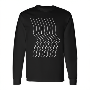 T-shirt à manches longues noir, motif abstrait 'Faceless Pain', design minimaliste, imprimé artistique, unisexe, art portable, déclaration de mode - Product Image 2