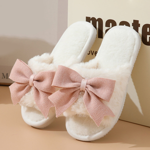 Zapatillas de mujer invierno lindo arco femenino interior hogar calor suela gruesa antideslizante zapatillas de punta abierta - Product Image 4