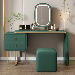 Table de toilette de luxe minimaliste avec miroir éclairé, design italien, rangement intégré, petite taille pour chambre, sur mesure, direct usine - Product Image 5