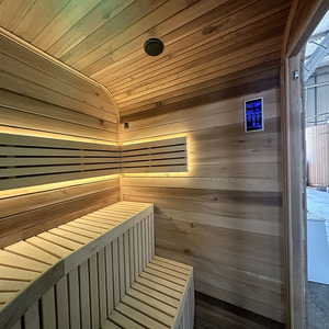 Nhà Máy Bán Buôn Gỗ Tuyết Tùng Đỏ Gỗ Rắn Ngoài Trời 4-Người Cube Phòng Tắm Hơi Ướt Phòng Xông Hơi Với 1 Năm Bảo Hành 220-240V Transom Cửa Sổ - Product Image 5